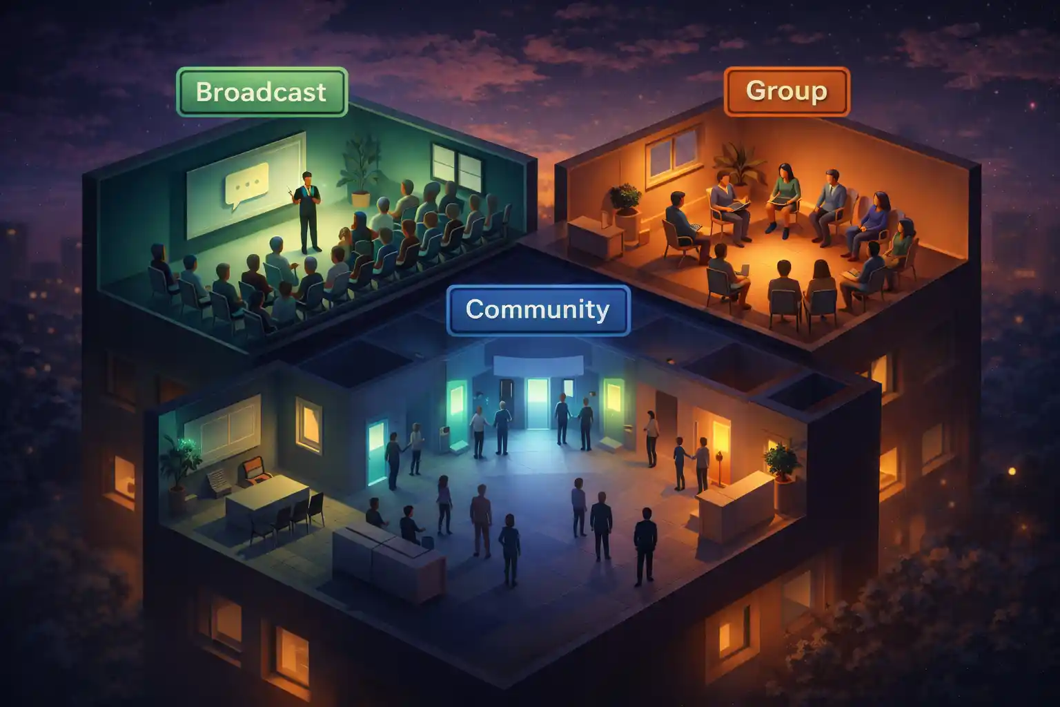 Lista de difusión de WhatsApp vs grupo vs comunidad: qué usar para marketing y por qué