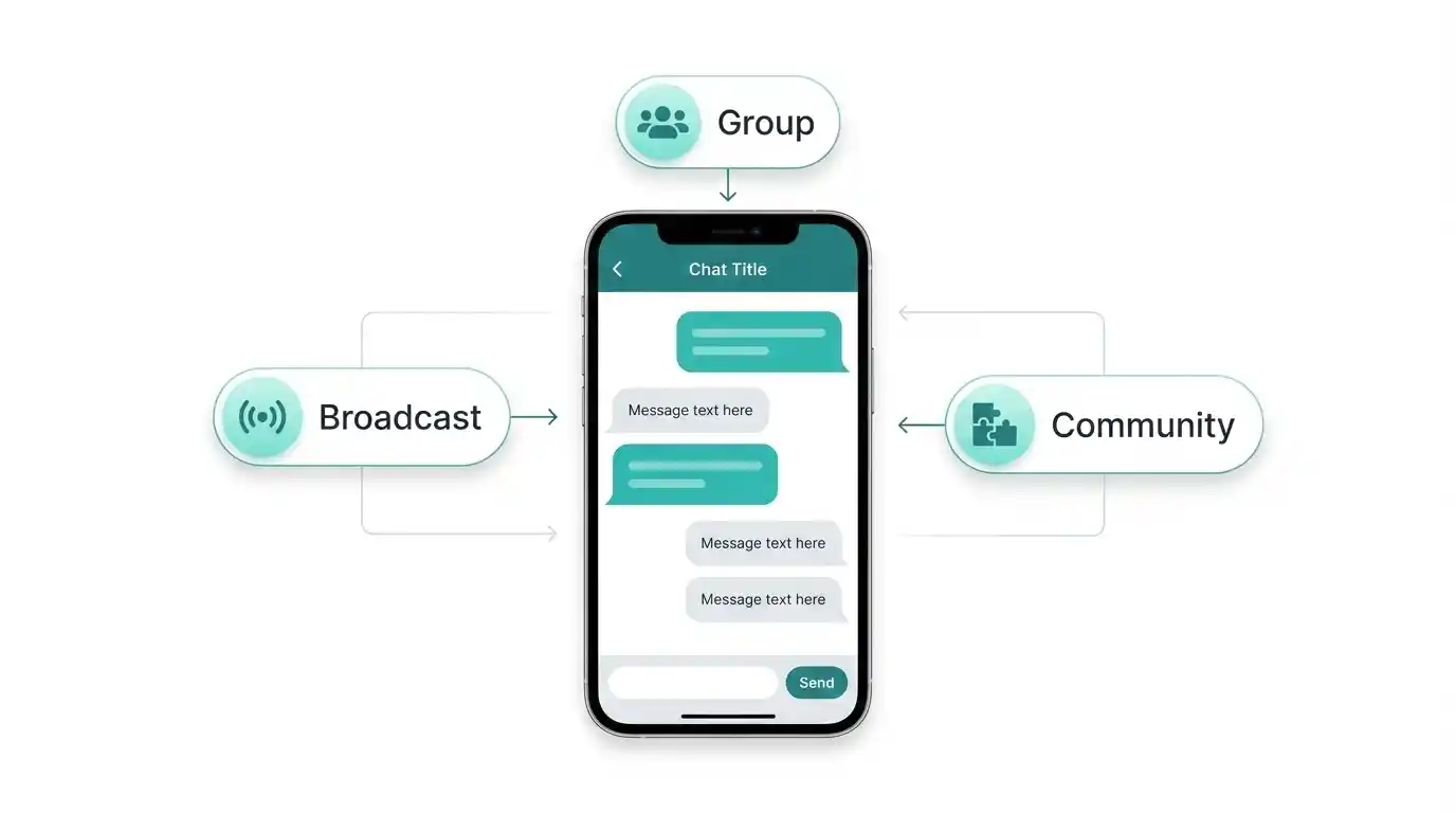 ब्रॉडकास्ट बनाम ग्रुप बनाम कम्युनिटी का ओवरव्यू
