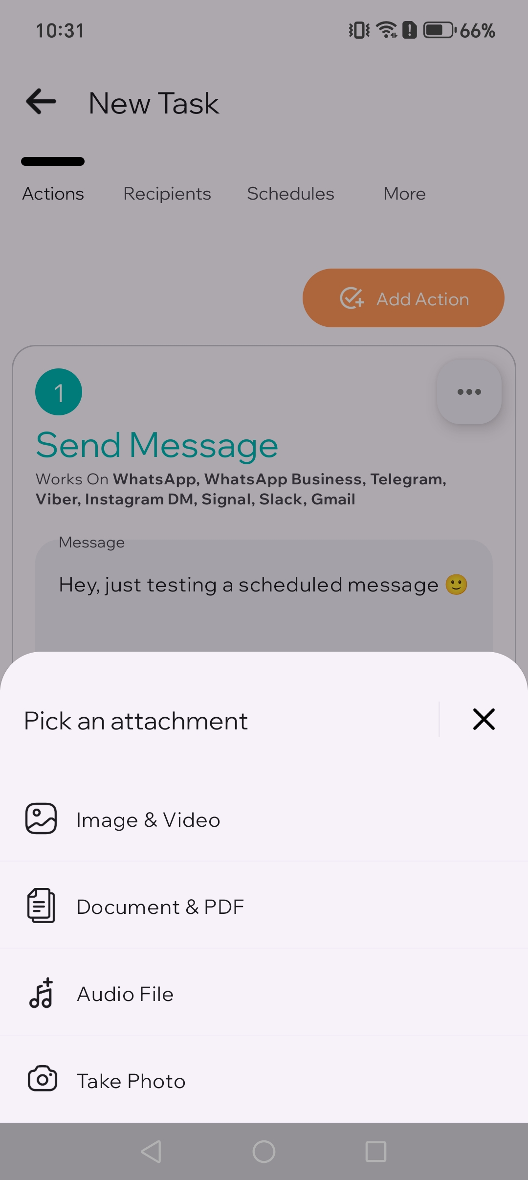 Attachment picker showing file options